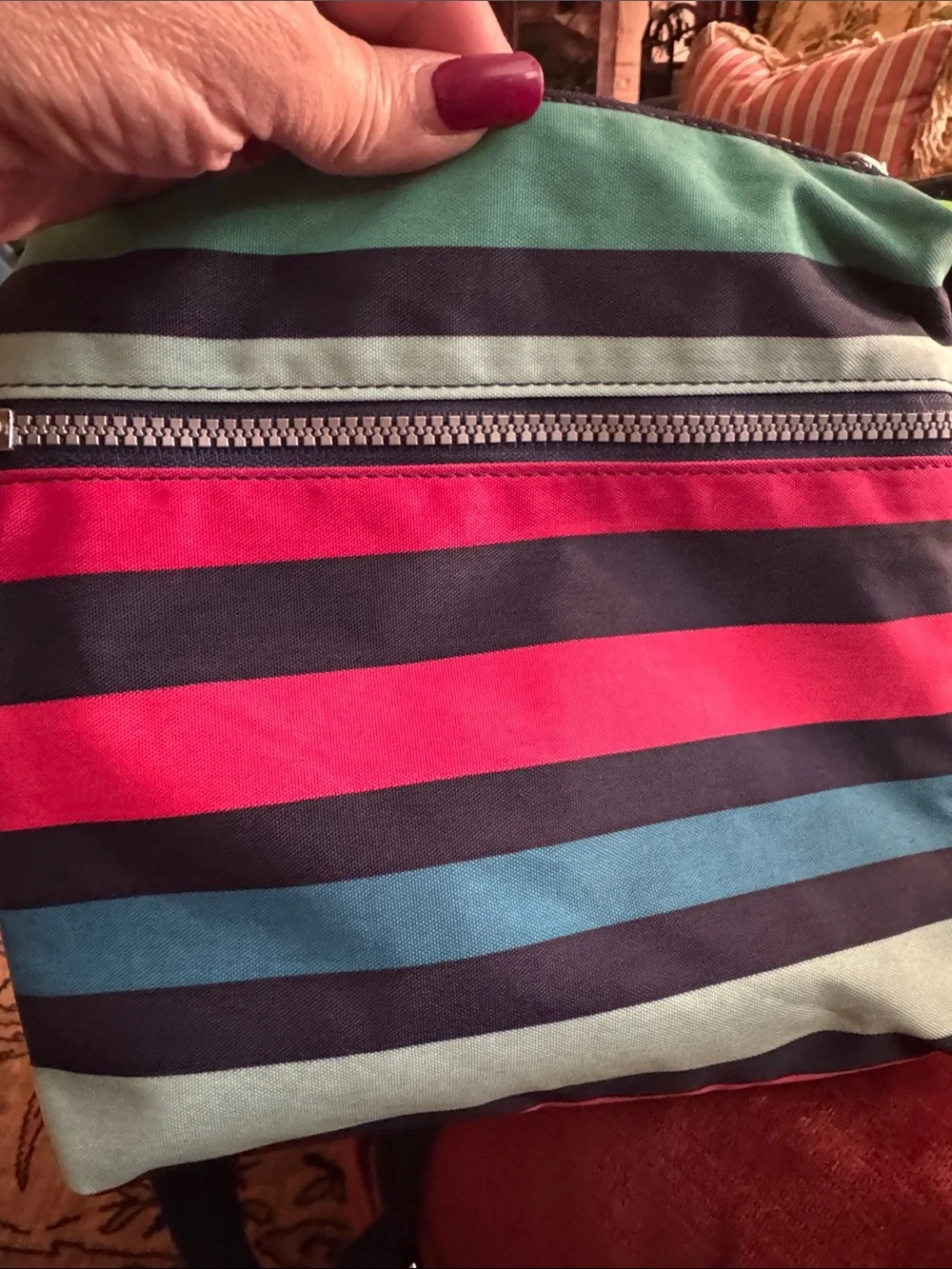 Ina Striped Crossbody Bag in Teal, Red & Black